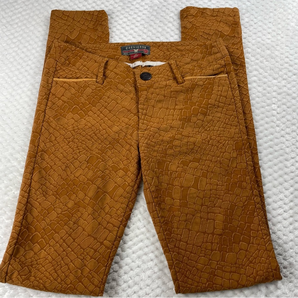 RARE Chevignon Girl Snakeskin Printed Skinny Stretch Brown Pants